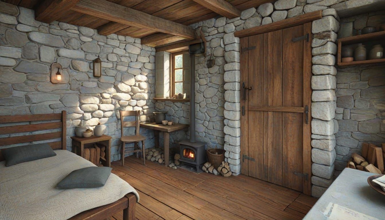 Rustic stone small shed 
