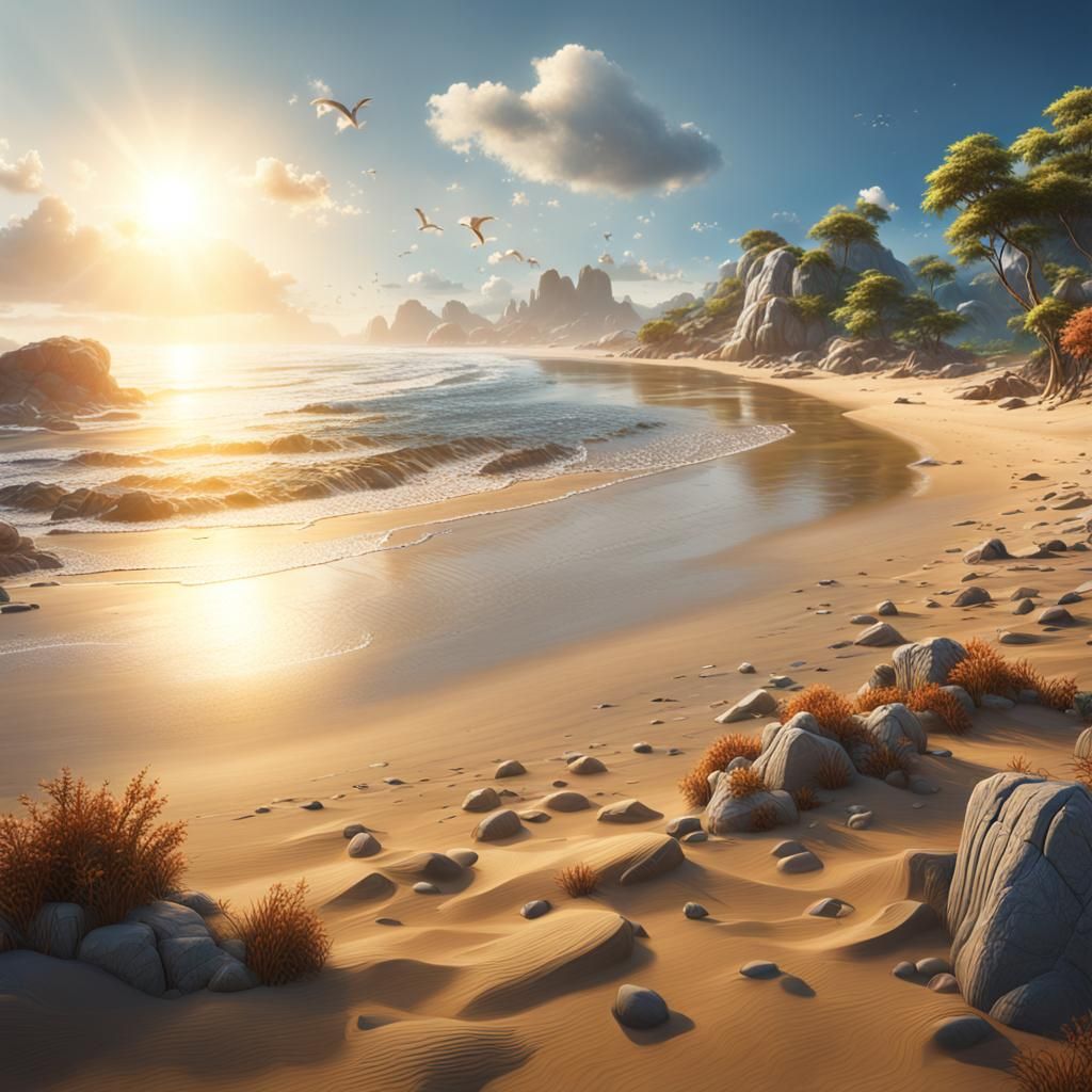 sunshine over a peaceful beach