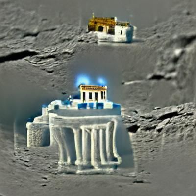 Greek temple on the moon Thomas Kinkade oil on canvas