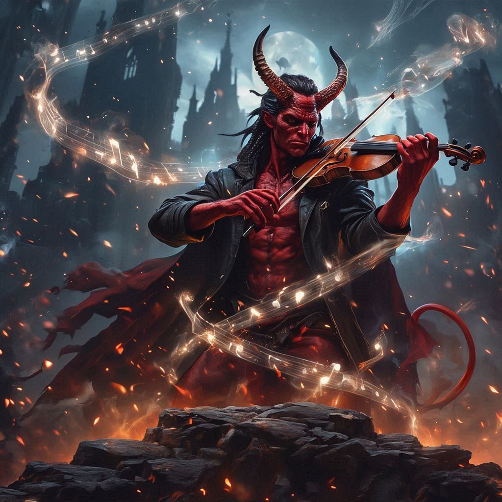 The Devil playing violin and making magic music