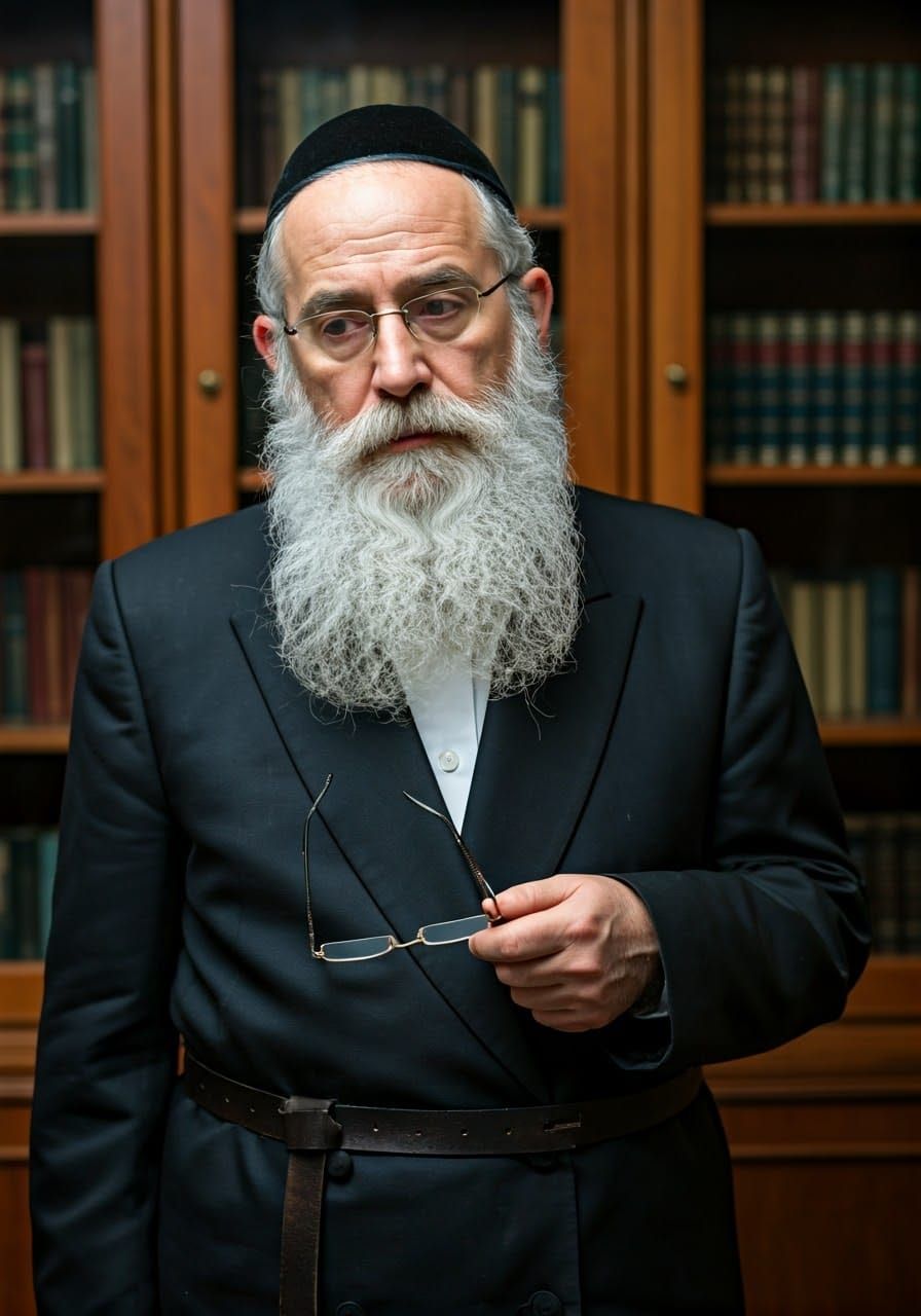 Serious Hasidic Rabbi in Traditional Black Attire