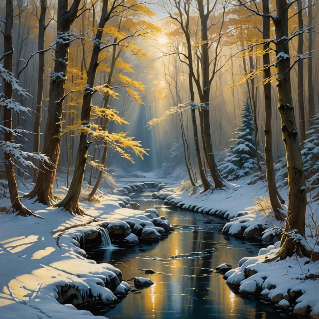 Winter Brook - AI Generated Artwork - NightCafe Creator