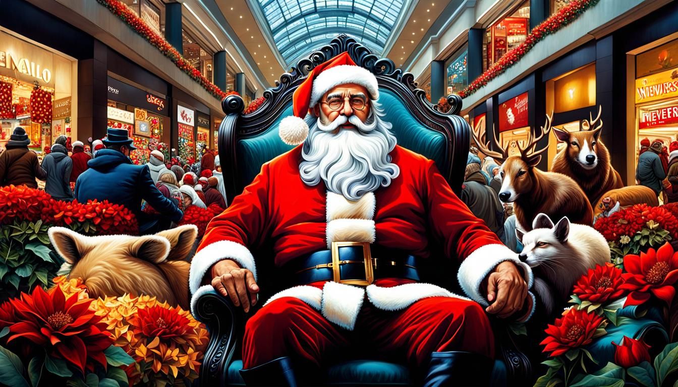 Santa Claus on a promotional tour in a department store