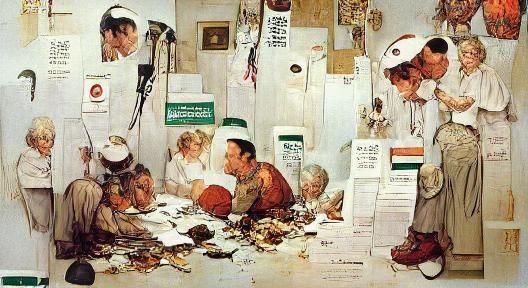 Impoverished Americans Paying their Medical Bills by Norman Rockwell