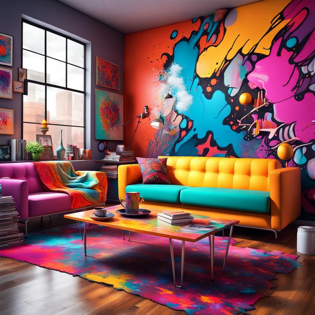 Vibrant Living Room AI Generated Artwork NightCafe Creator