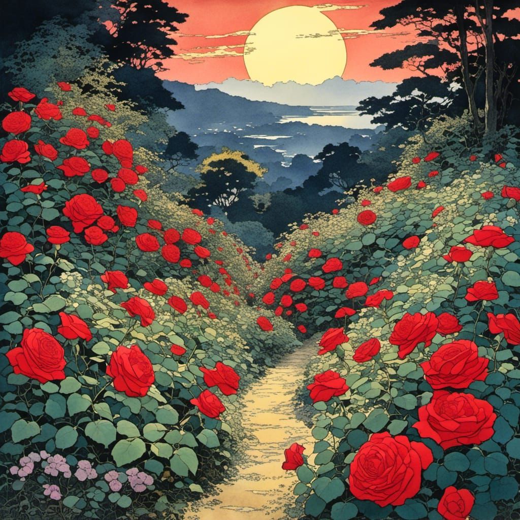 Shin Hanga Rose Garden