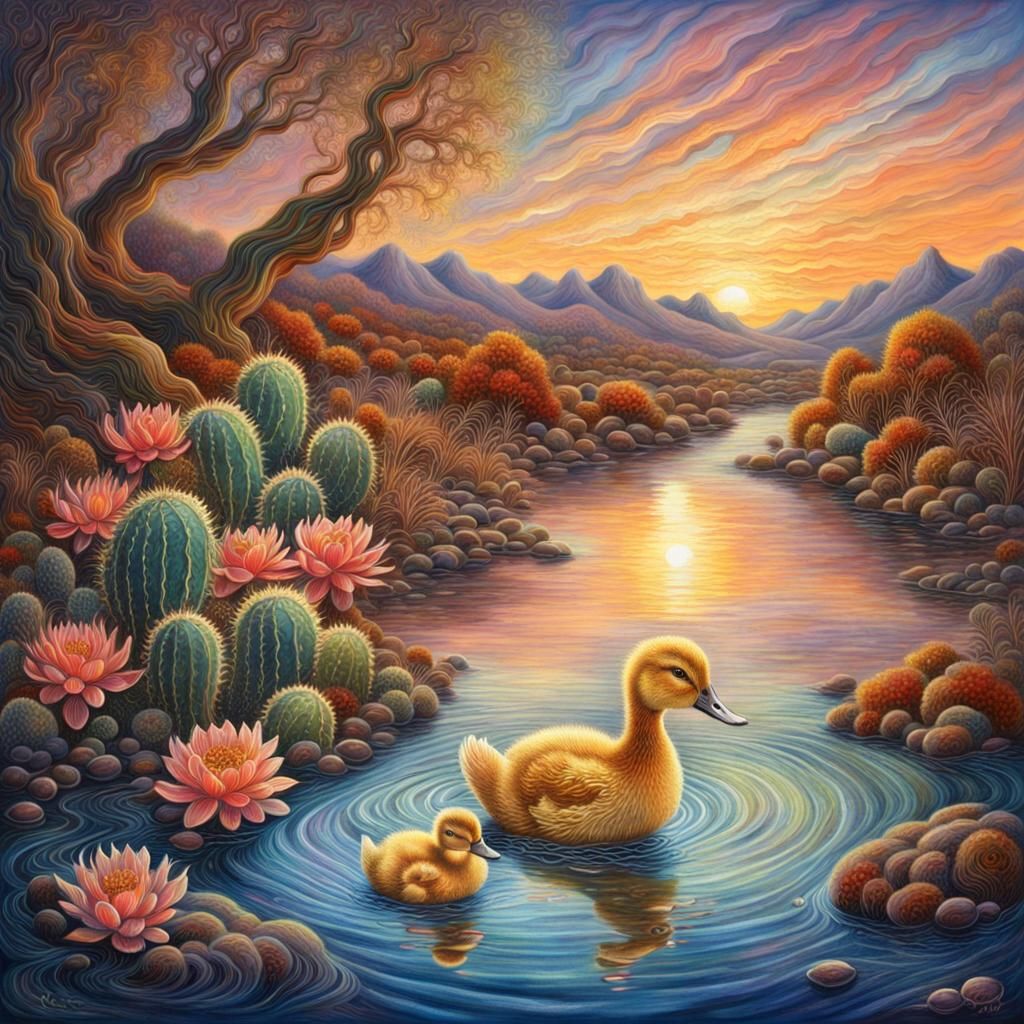 duckling swimming in river's gentle ripples