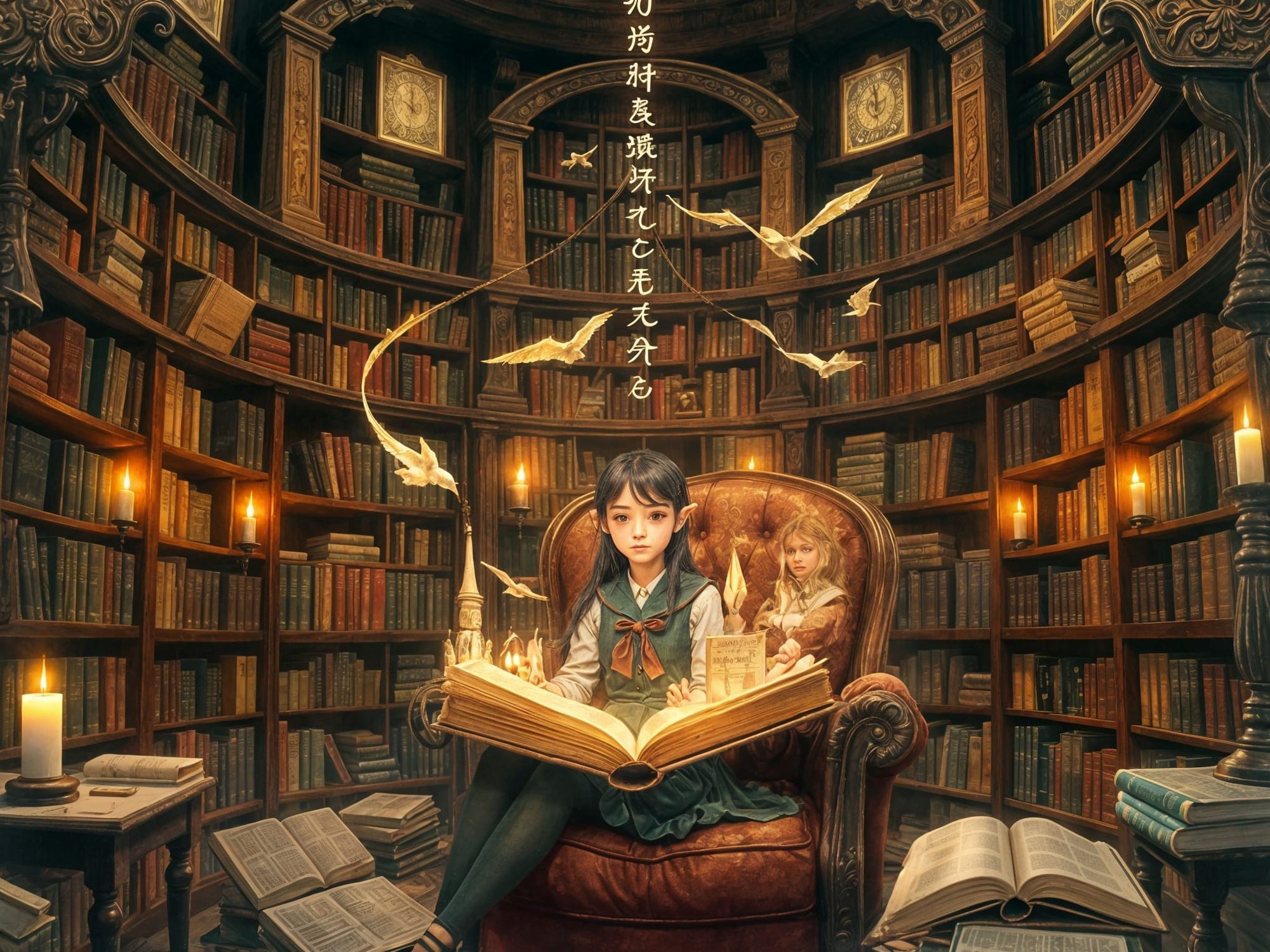 Elven girl with a magical book
