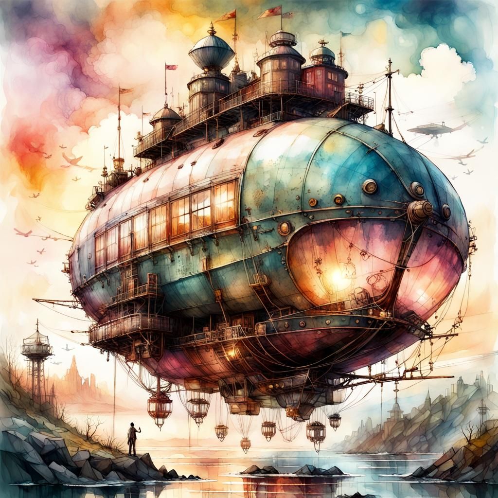 steampunk airship - AI Generated Artwork - NightCafe Creator