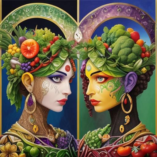Mixed veggies and fruits, An enhanced face