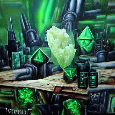 Tiberium Crystals green mutative energy realistic oil painti...