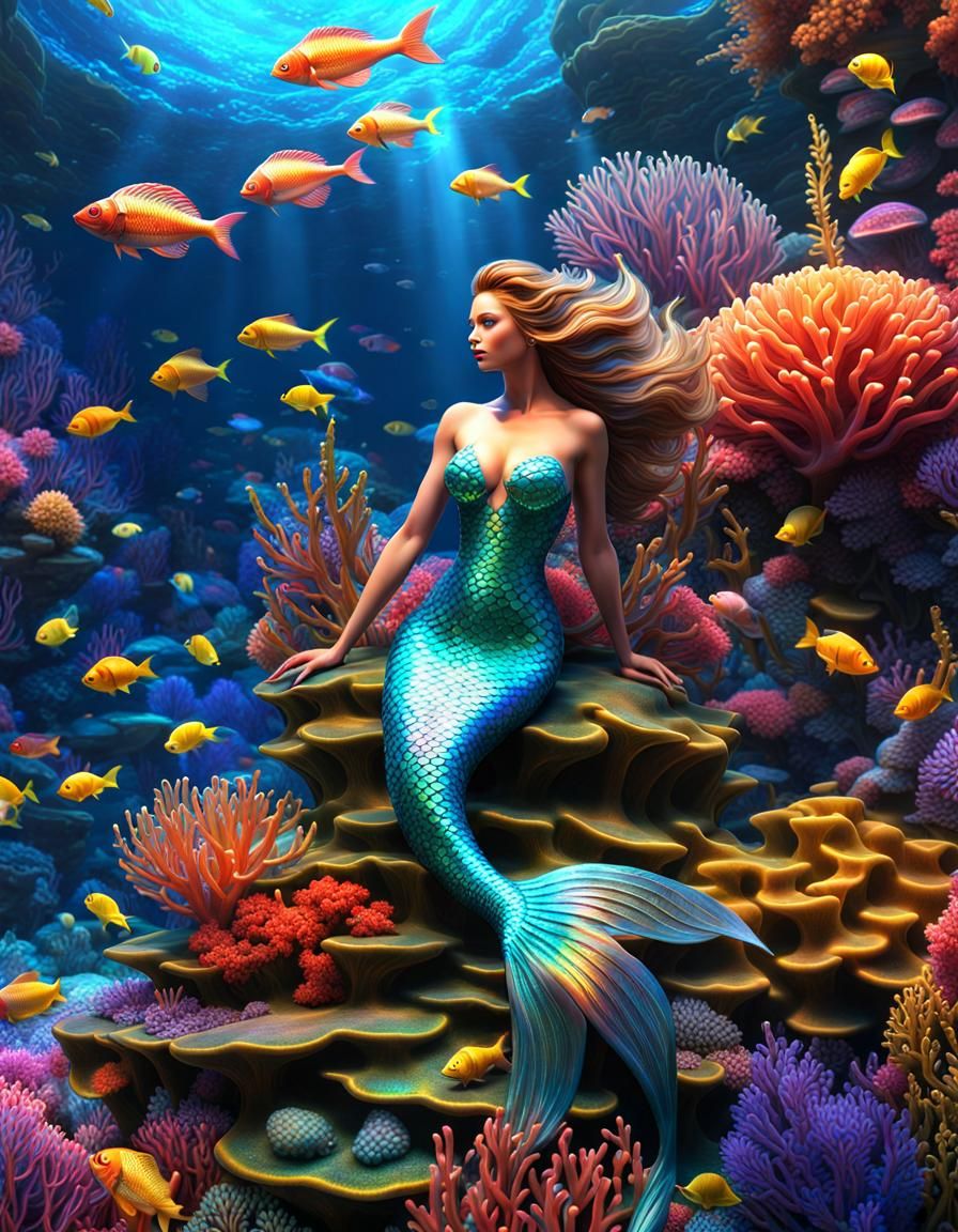 Holographic Mermaid 🧜‍♀️ - AI Generated Artwork - NightCafe Creator