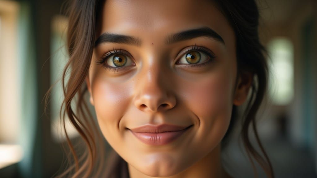 Expressive Portrait of Wonder in Soft Bokeh