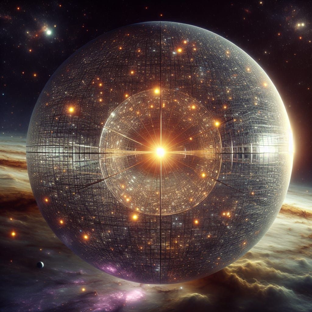 A Dyson sphere in deep space.