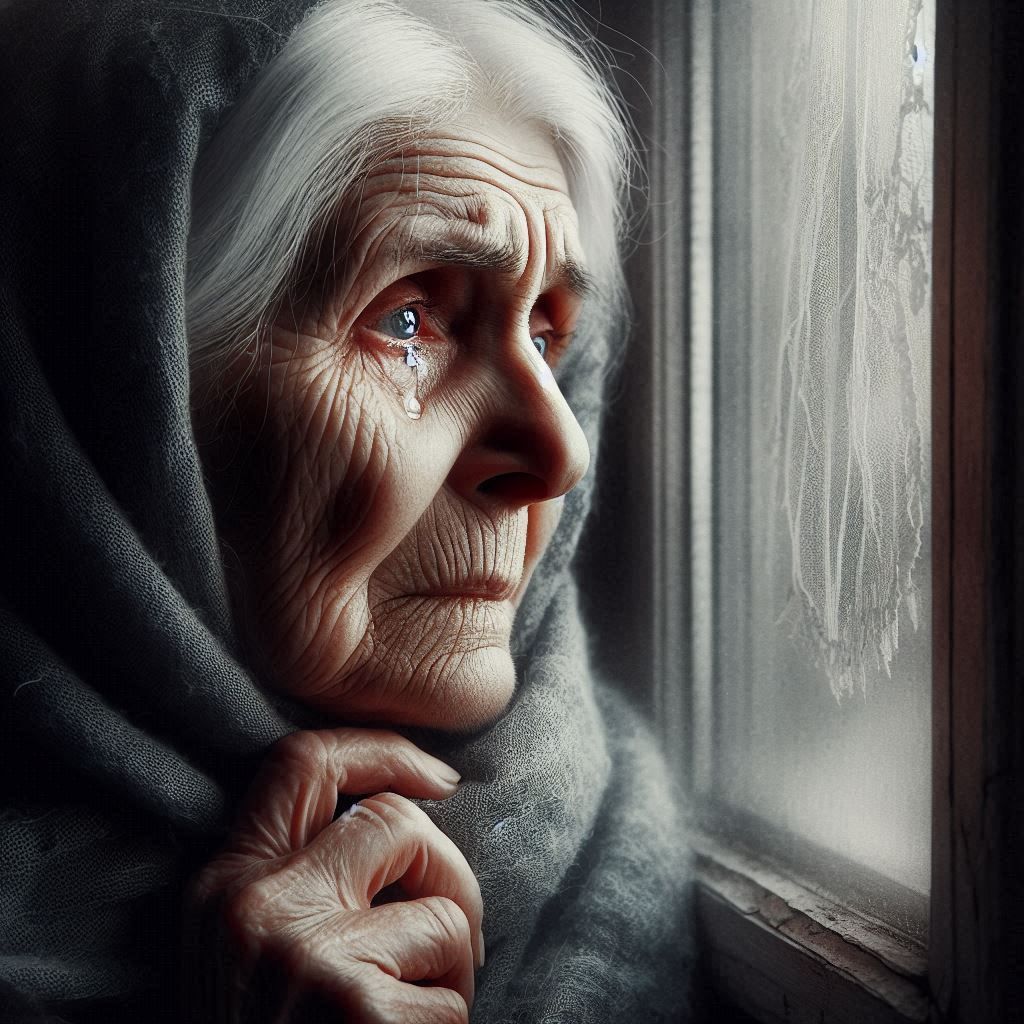 Portrait of an Lonely sad old lady