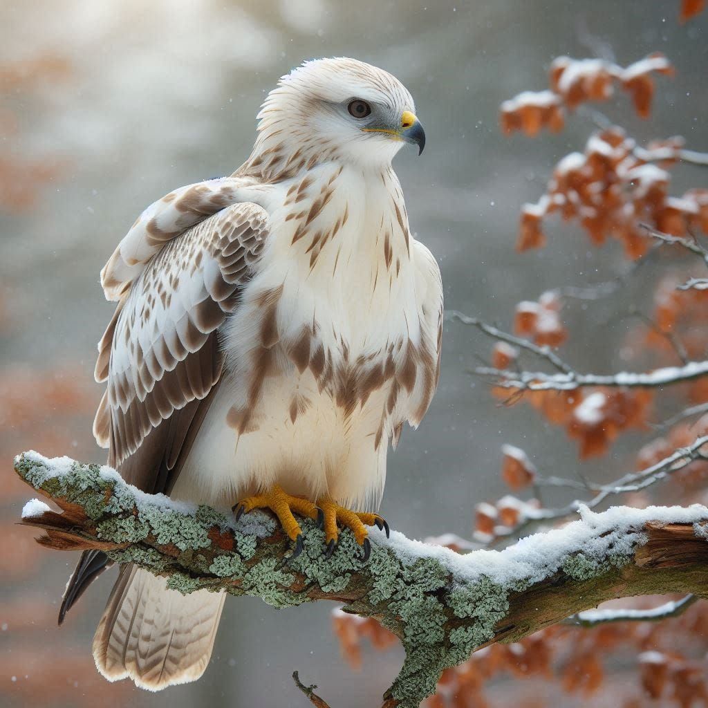 Leucistic Common Buzzard (Buteo Buteo)