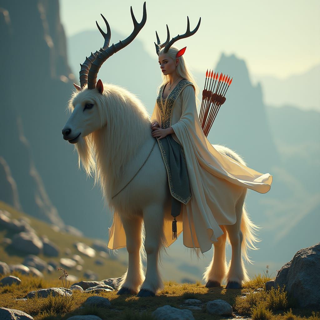 Divine Centaur Archer in Dreamlike Sci-Fi Landscape