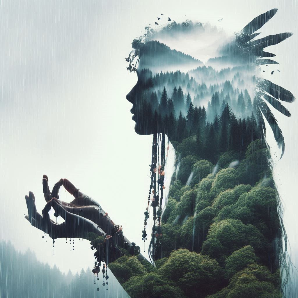 double exposure beautiful fantasy DALL-E 3 portrait landscap...