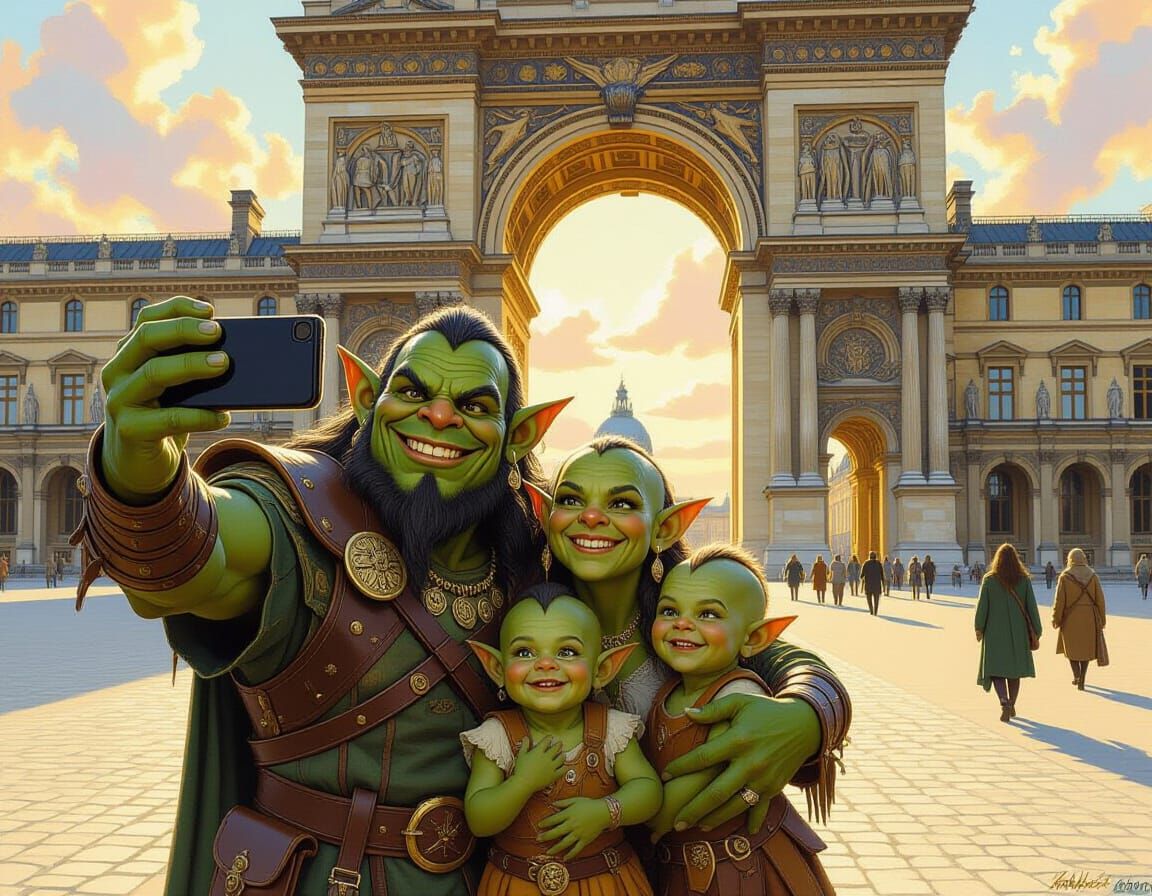 Orc family visiting Paris.  by @Terra