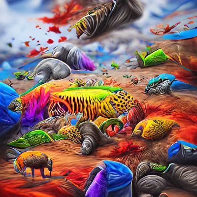 View of Mass Extinction detailed painting 8k resolution Beha...