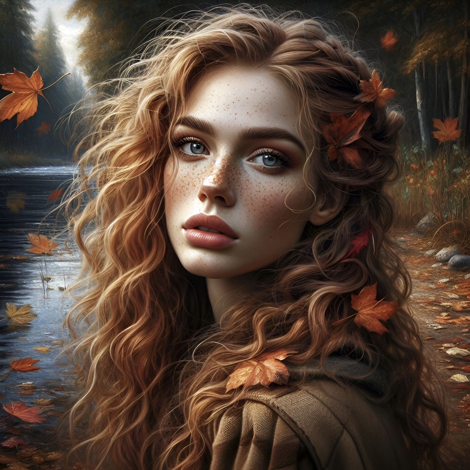 Beautiful woman - autumn forest 1