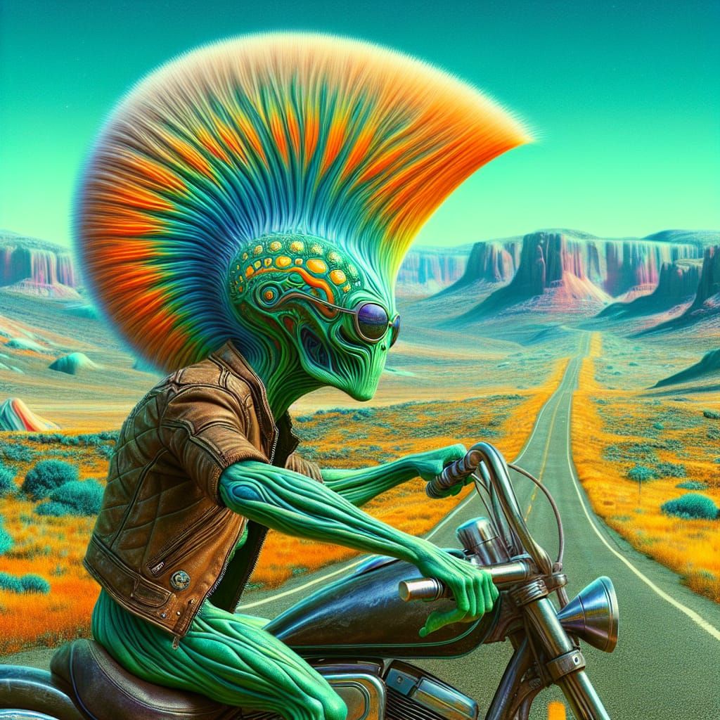 A alien with with a mohawk