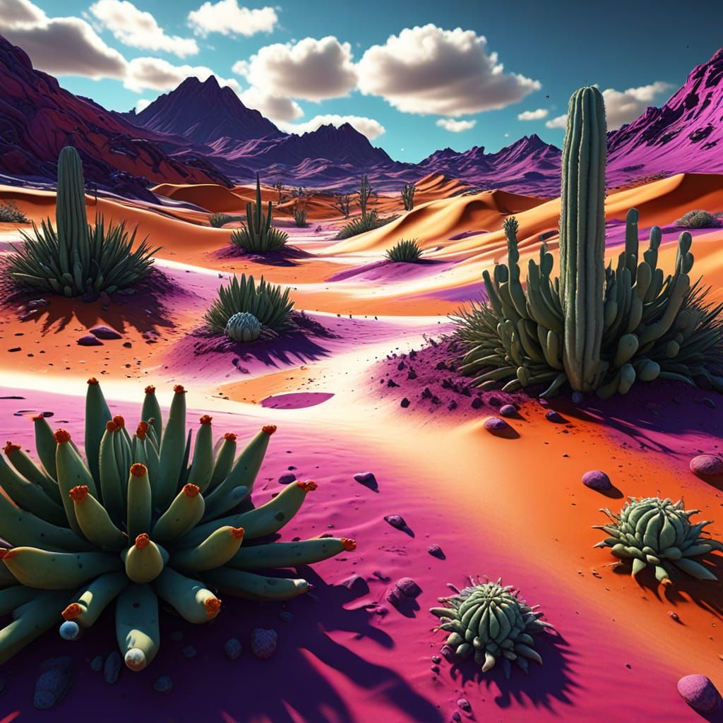 Epic Surreal Landscape with Vibrant, Melting Dunes