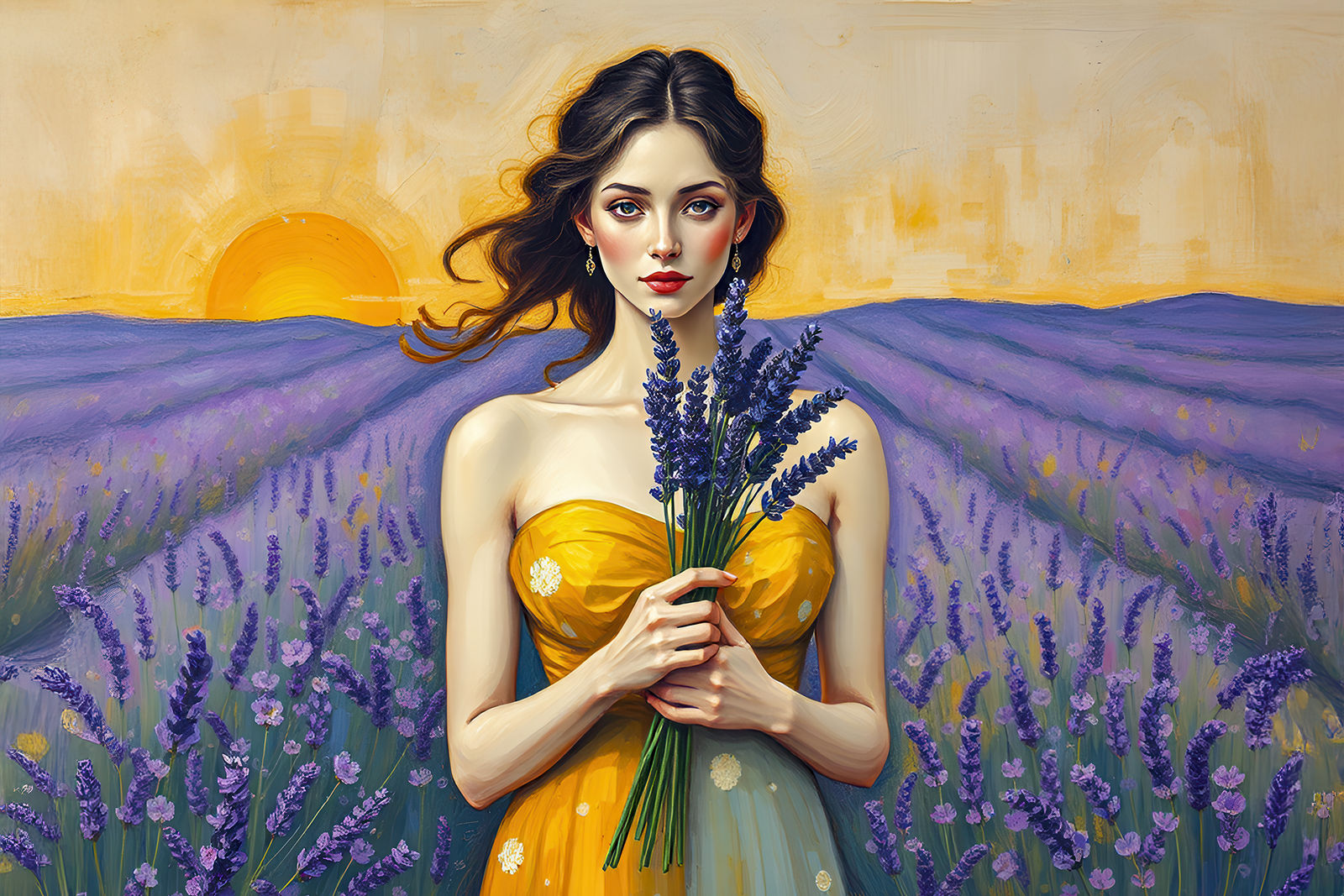 Sunrise in a Lavender Field