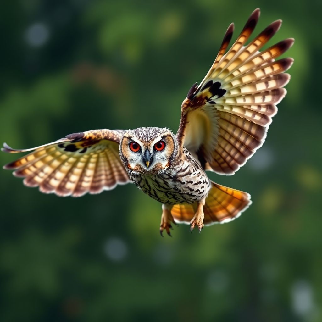 A vividly colored owl