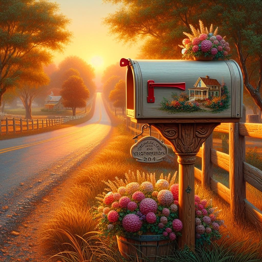 Mailbox and Flowers On a Country Road