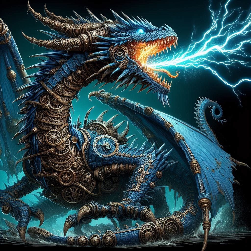 SteamPunk Blue Dragon