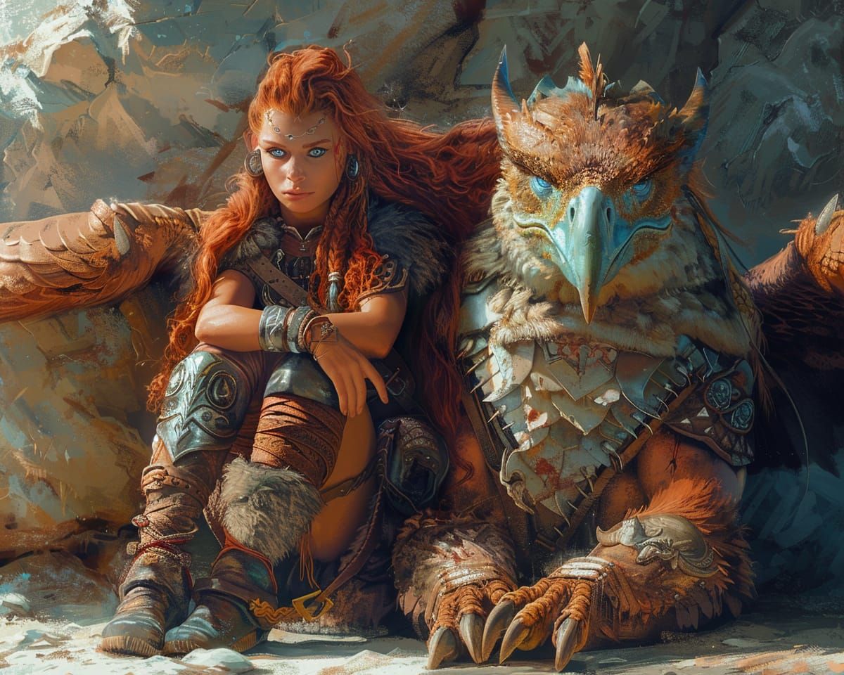 Warrioress and Her Battle Gryphon