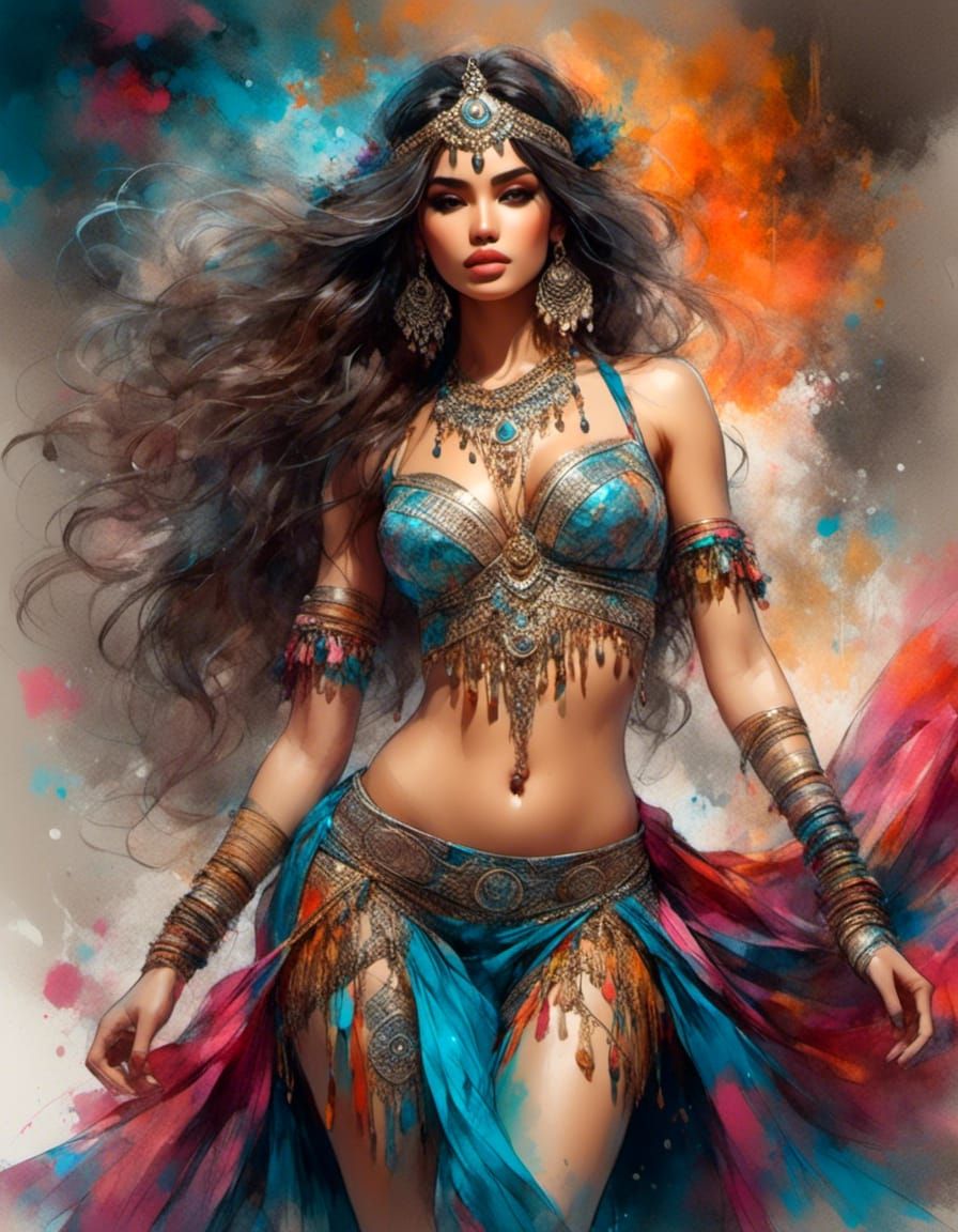 Colorful Belly Dancer - AI Generated Artwork - NightCafe Creator