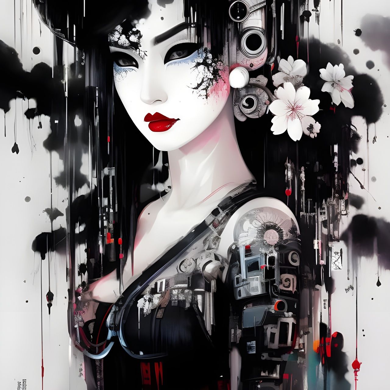 Cyberpunk Geisha  by @Dark_AiArt