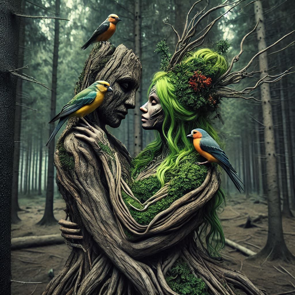 Tree women and birds