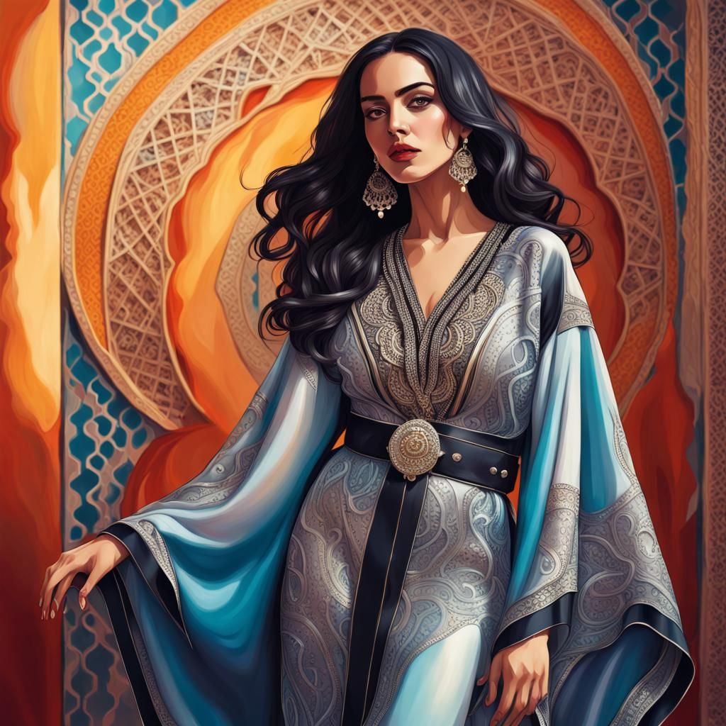 Beautiful Arabic woman in Kaftan - AI Generated Artwork - NightCafe Creator