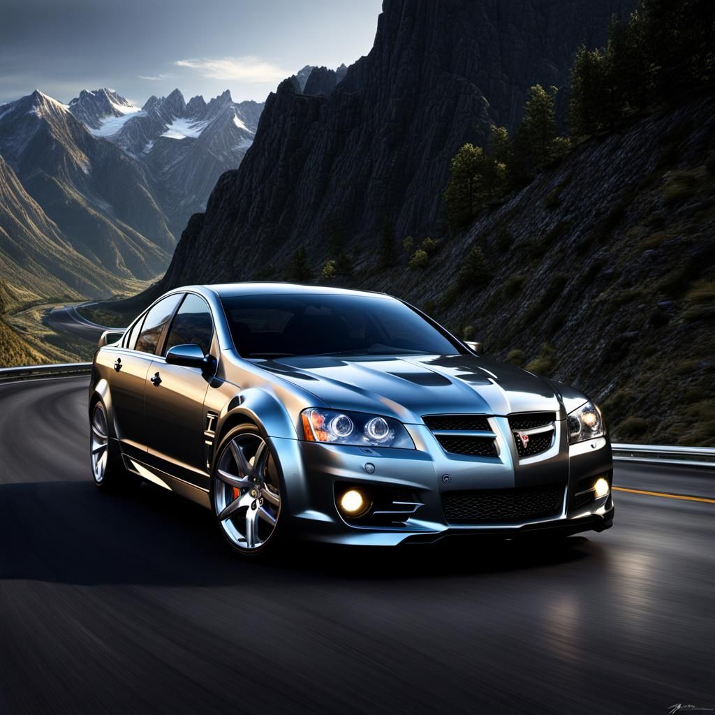 2009 Pontiac G8 GT, charcoal gray, mountain, curvy highway