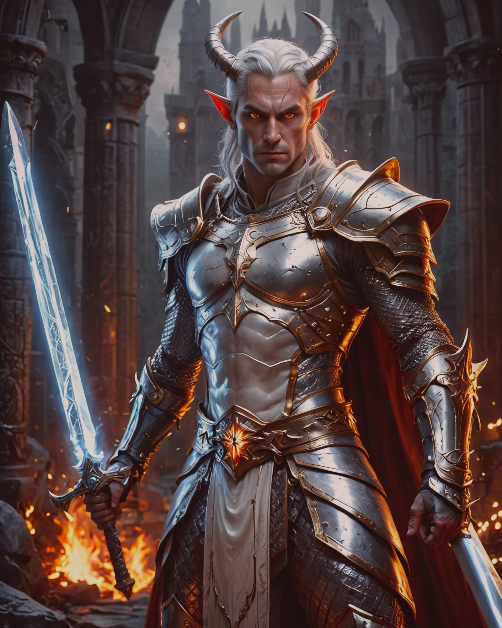 Half-Elf Paladin with Demonic Bloodline