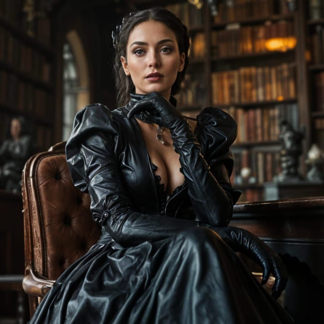 Lady in the Victorian library