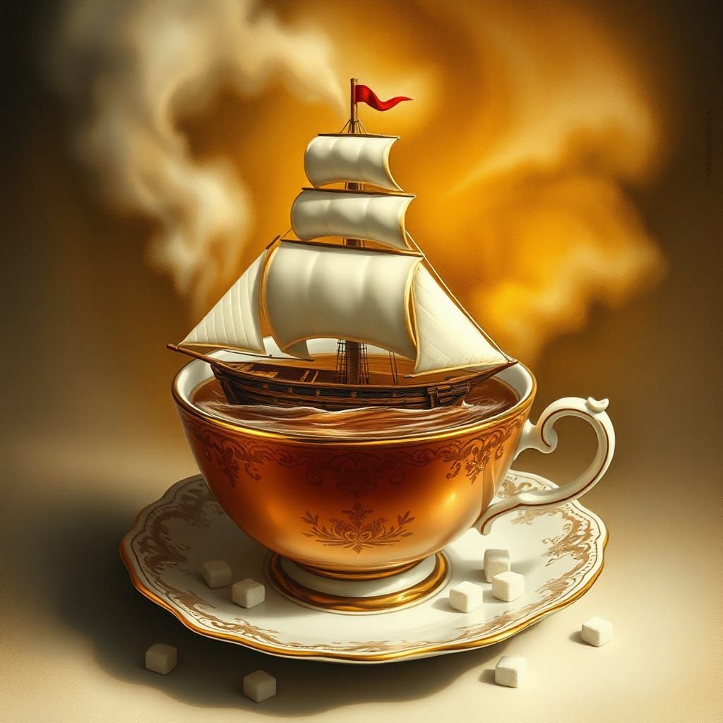 sailing ship in a teacup