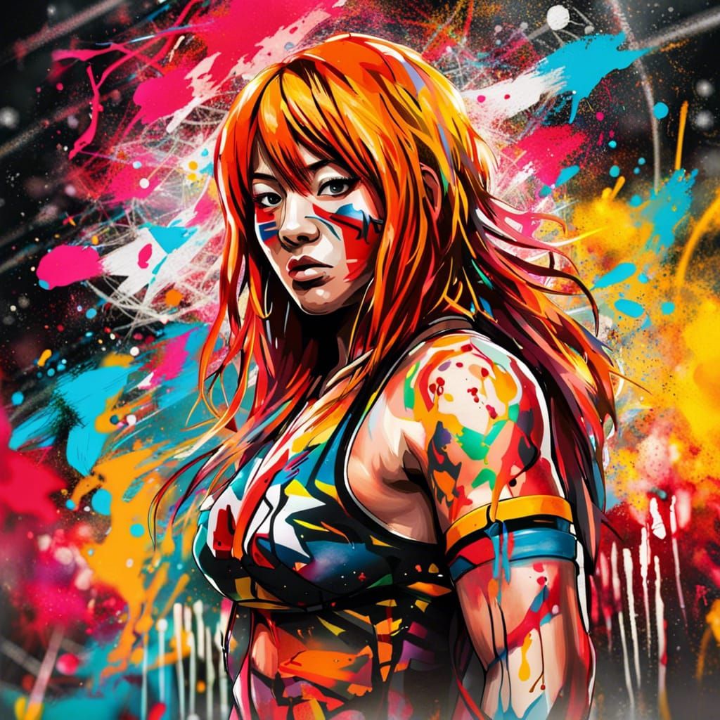 Psychedelic Asuka from WWE - AI Generated Artwork - NightCafe Creator