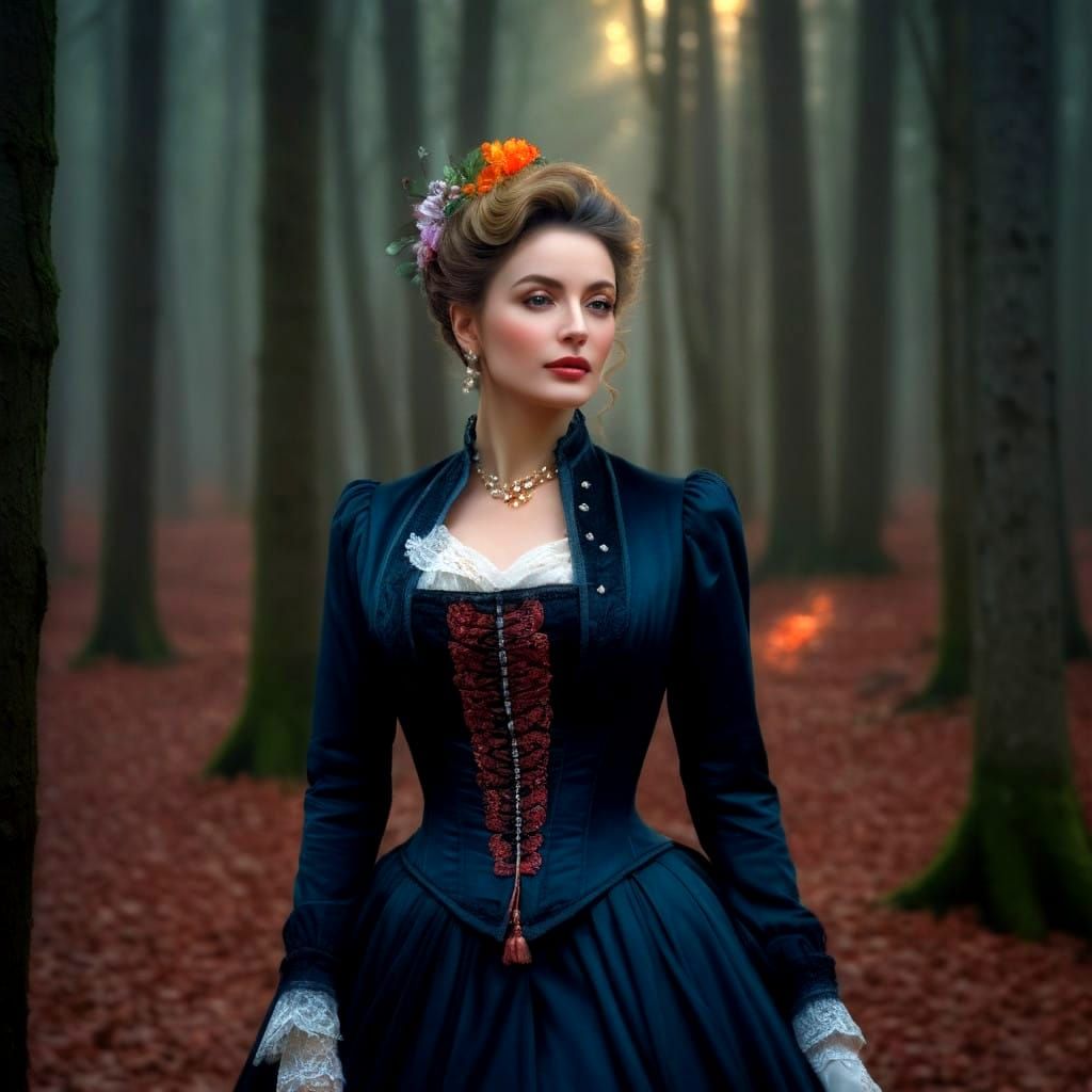 Enchanting Victorian Lady in Twilight Forest