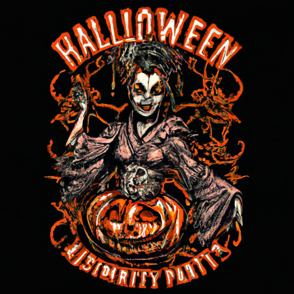 Halloween pumpkin party t-shirt design with beautiful tattoo...