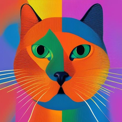 Cat made of multicoloured yarn AI Generated Artwork NightCafe Creator