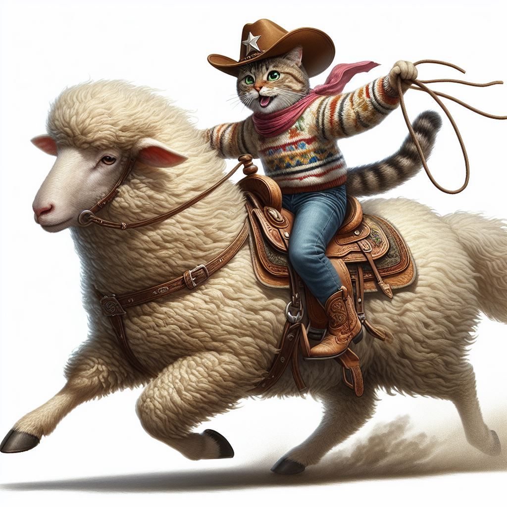 Sheriff cat galopping on her sheep. Part II.