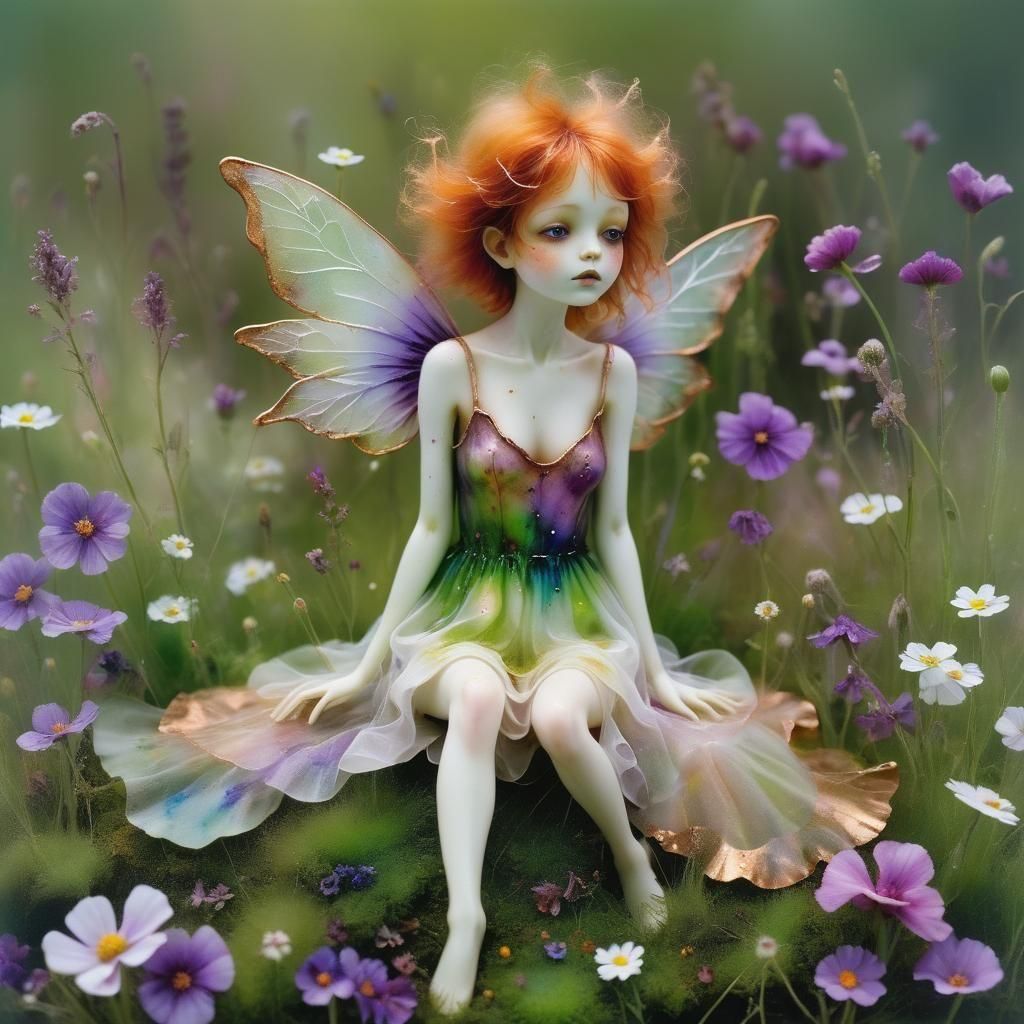 Little Fairy, alcohol ink painting