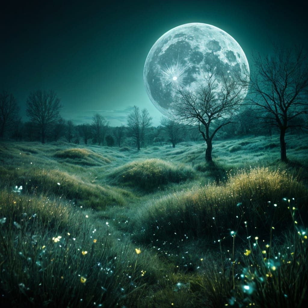 Full Moon on A Meadow  by @Fince Army