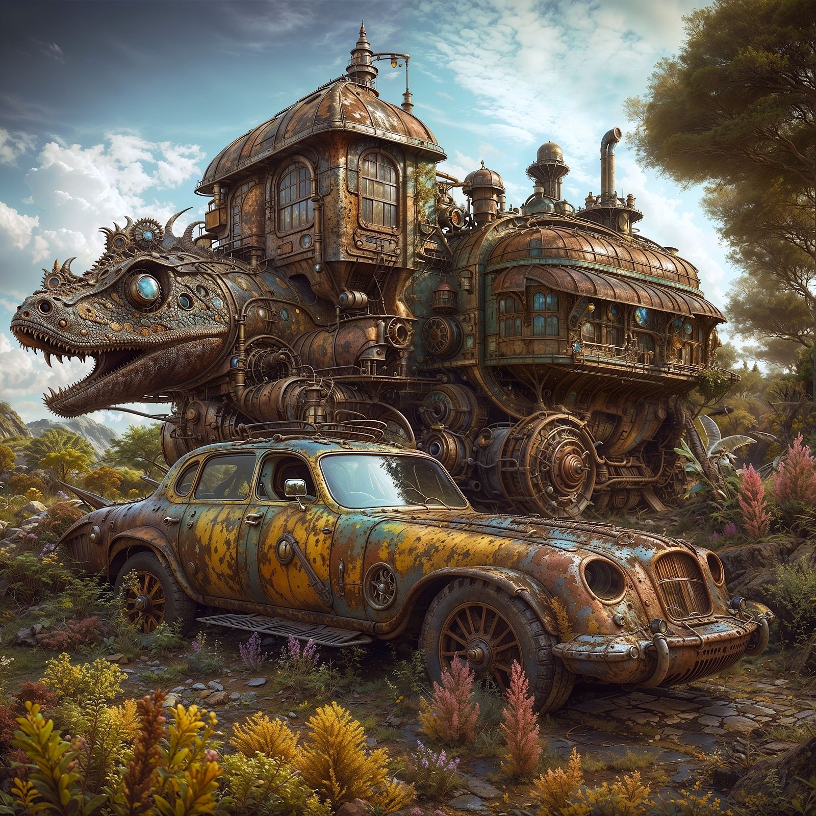 Vintage wreck, steampunk house and monster - Oldies Goldies ...