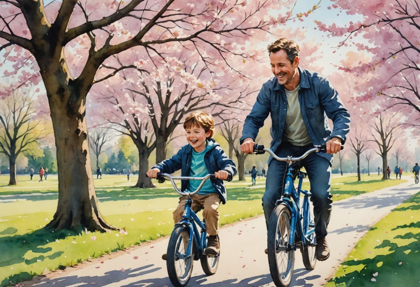 A dad is teaching his child how to ride a bike  by @EmzMc