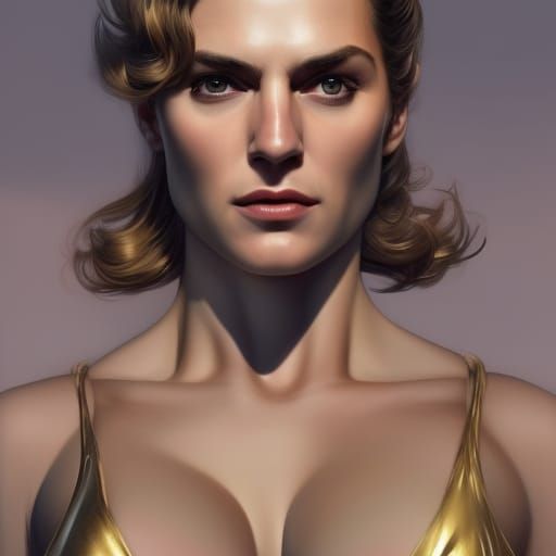 Stunning Portrait in Gold Bikini, Hyperdetailed 8K Resolutio...